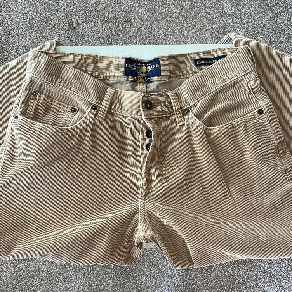 LUCKY Brand Beige Corduroy Pants 31x32 221 Original Straight Leg - Picture 2 of 6